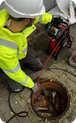 Engineer finding leak on drains